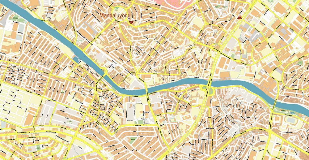 Manila Philippines PDF Vector Map: Exact High Detailed City Plan editable Adobe PDF Street Map in layers