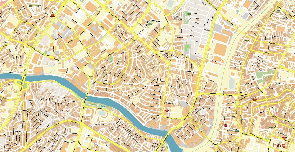 Manila Philippines PDF Vector Map: Exact High Detailed City Plan editable Adobe PDF Street Map in layers