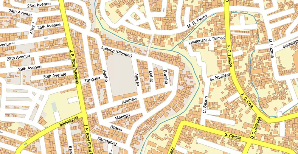 Manila Philippines PDF Vector Map: Exact High Detailed City Plan editable Adobe PDF Street Map in layers