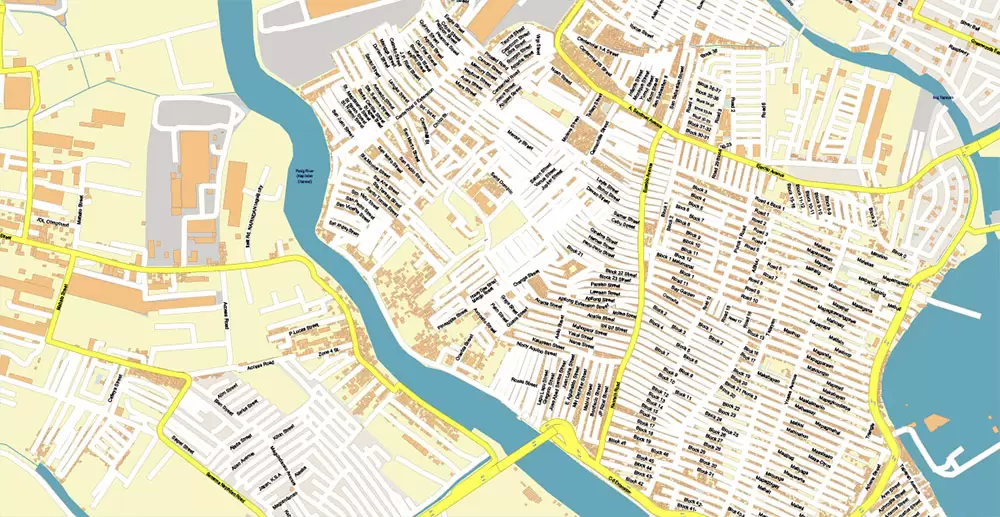 Manila Philippines PDF Vector Map: Exact High Detailed City Plan editable Adobe PDF Street Map in layers