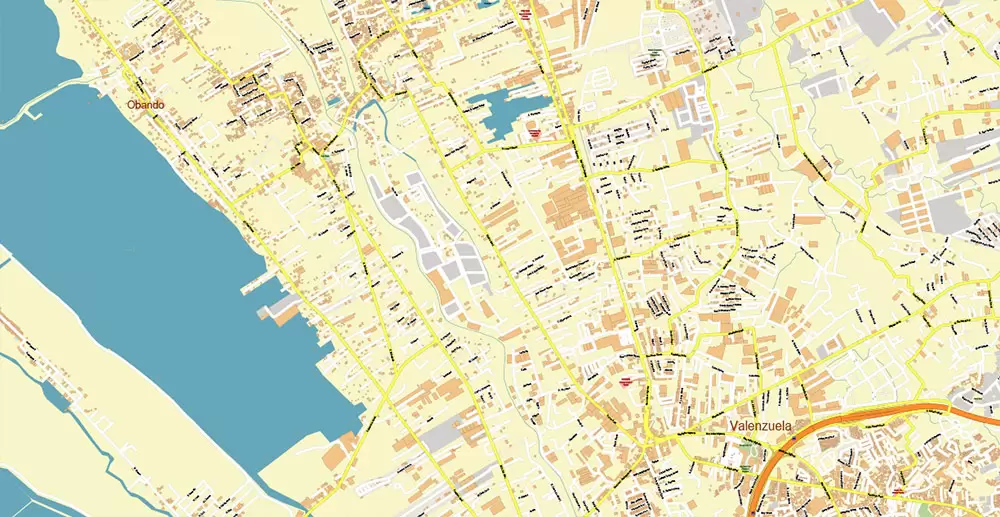 Manila Philippines PDF Vector Map: Exact High Detailed City Plan editable Adobe PDF Street Map in layers