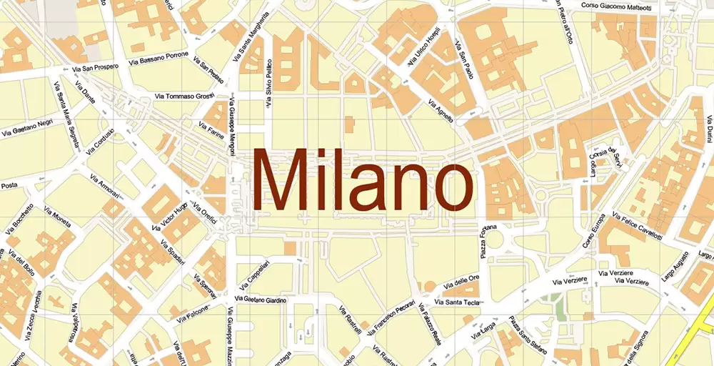 Milan / Milano Italy City Vector Map PDF: Exact High Detailed Urban Plan editable Adobe PDF Street Map in layers