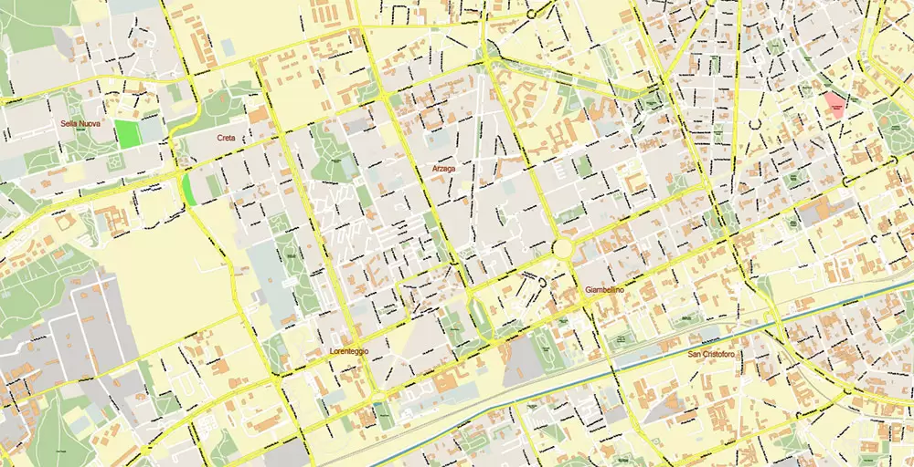 Milan / Milano Italy City Vector Map PDF: Exact High Detailed Urban Plan editable Adobe PDF Street Map in layers