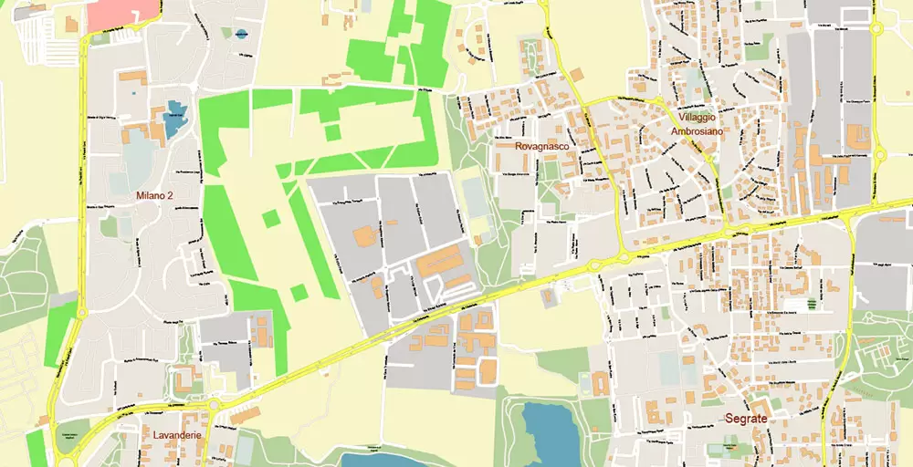 Milan / Milano Italy City Vector Map PDF: Exact High Detailed Urban Plan editable Adobe PDF Street Map in layers