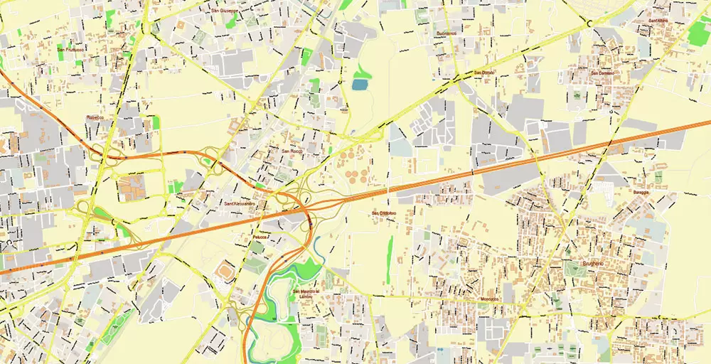 Milan / Milano Italy City Vector Map PDF: Exact High Detailed Urban Plan editable Adobe PDF Street Map in layers