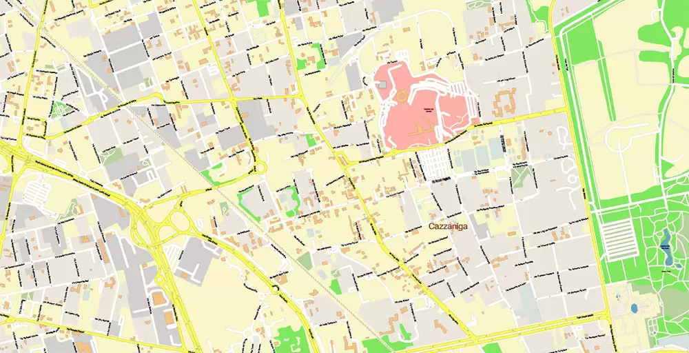 Milan / Milano Italy City Vector Map PDF: Exact High Detailed Urban Plan editable Adobe PDF Street Map in layers