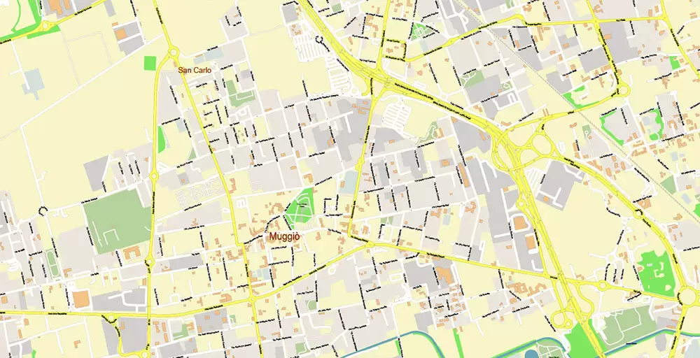 Milan / Milano Italy City Vector Map PDF: Exact High Detailed Urban Plan editable Adobe PDF Street Map in layers