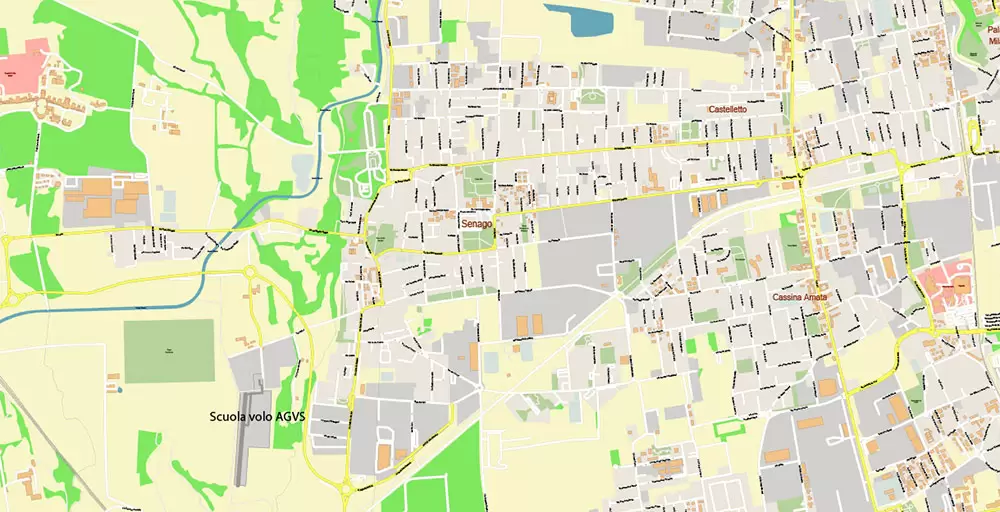 Milan / Milano Italy City Vector Map PDF: Exact High Detailed Urban Plan editable Adobe PDF Street Map in layers