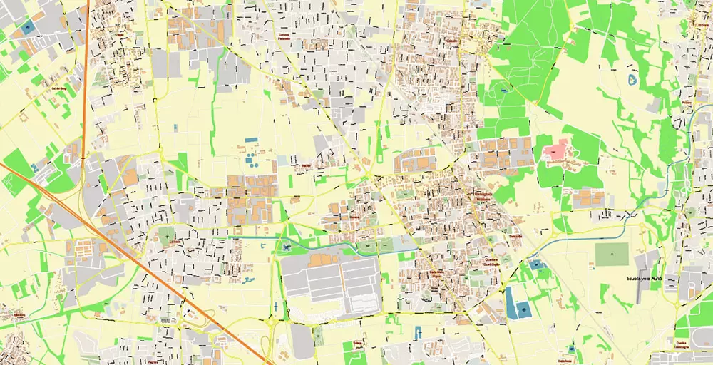 Milan / Milano Italy City Vector Map PDF: Exact High Detailed Urban Plan editable Adobe PDF Street Map in layers