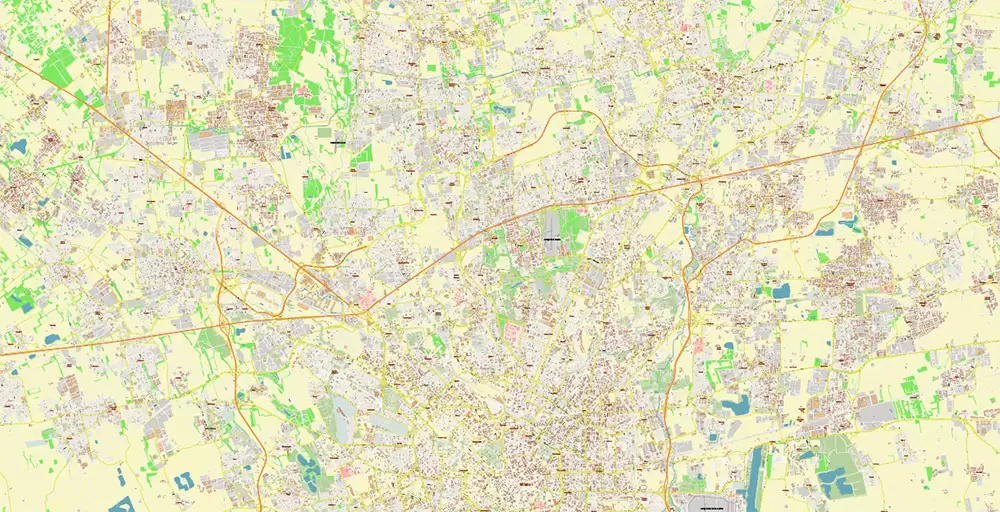 Milan / Milano Italy City Vector Map PDF: Exact High Detailed Urban Plan editable Adobe PDF Street Map in layers