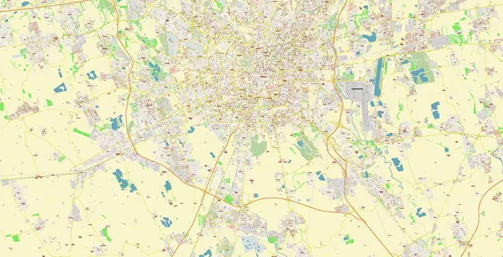 Milan / Milano Italy City Vector Map PDF: Exact High Detailed Urban Plan editable Adobe PDF Street Map in layers
