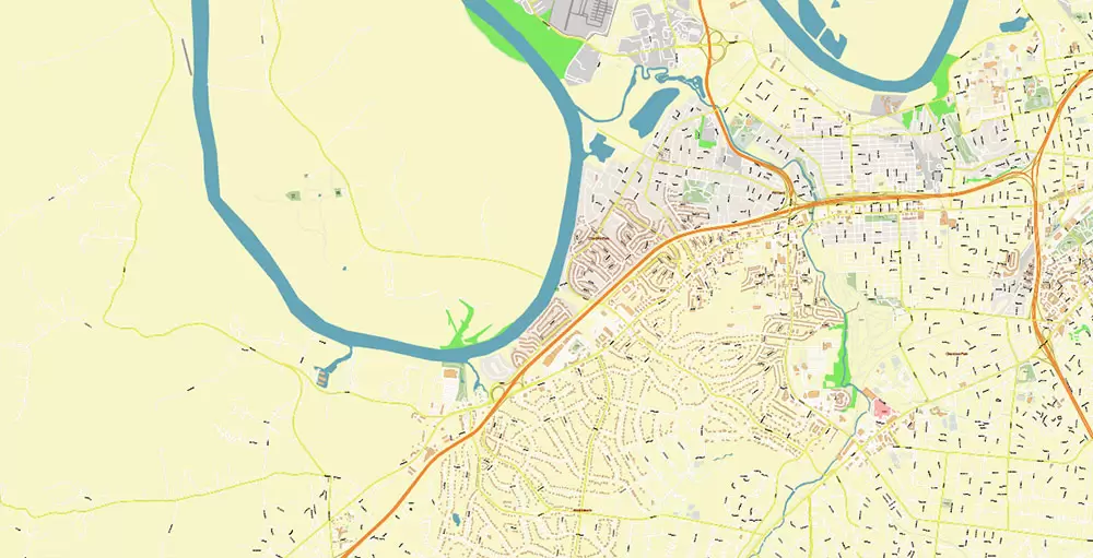 Nashville Tennessee US PDF Vector Map: Exact High Detailed City Plan editable Adobe PDF Street Map in layers