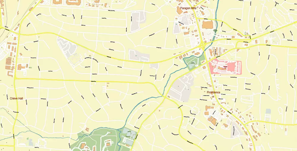Nashville Tennessee US PDF Vector Map: Exact High Detailed City Plan editable Adobe PDF Street Map in layers