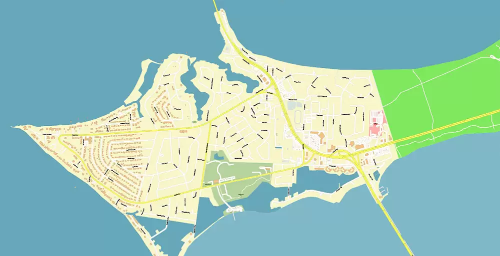Pensacola Florida US City Vector Map PDF: Exact High Detailed Urban Plan editable Adobe PDF Street Map in layers
