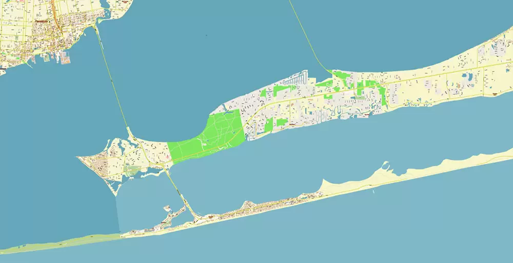Pensacola Florida US City Vector Map PDF: Exact High Detailed Urban Plan editable Adobe PDF Street Map in layers