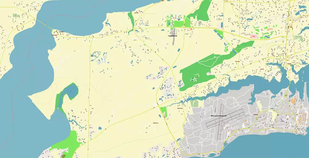 Pensacola Florida US City Vector Map PDF: Exact High Detailed Urban Plan editable Adobe PDF Street Map in layers
