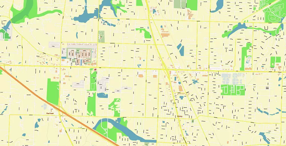 Pensacola Florida US City Vector Map PDF: Exact High Detailed Urban Plan editable Adobe PDF Street Map in layers