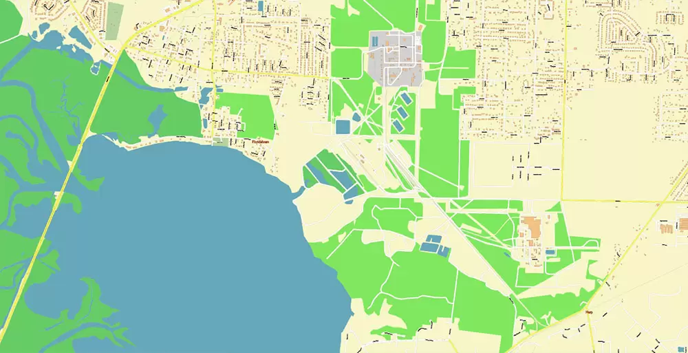 Pensacola Florida US City Vector Map PDF: Exact High Detailed Urban Plan editable Adobe PDF Street Map in layers