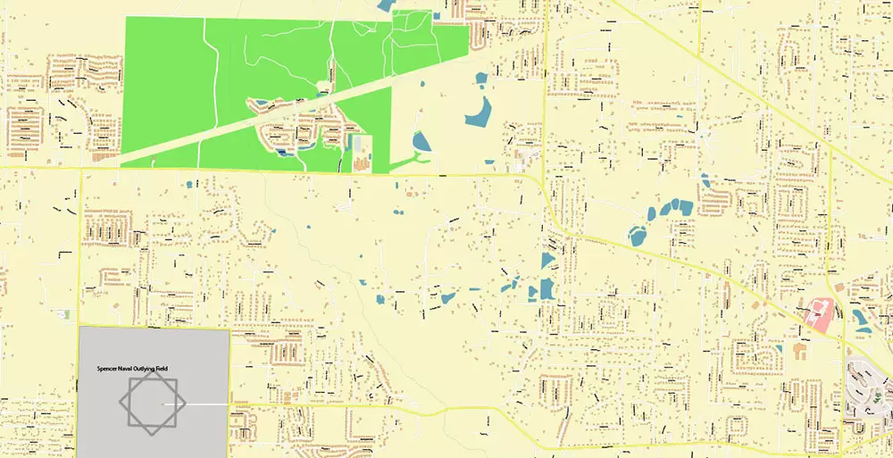 Pensacola Florida US City Vector Map PDF: Exact High Detailed Urban Plan editable Adobe PDF Street Map in layers