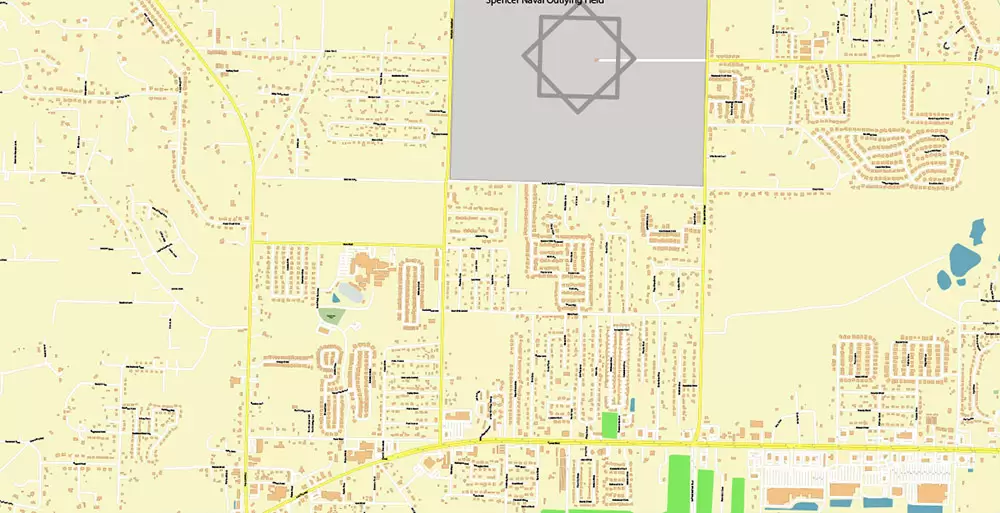 Pensacola Florida US City Vector Map PDF: Exact High Detailed Urban Plan editable Adobe PDF Street Map in layers
