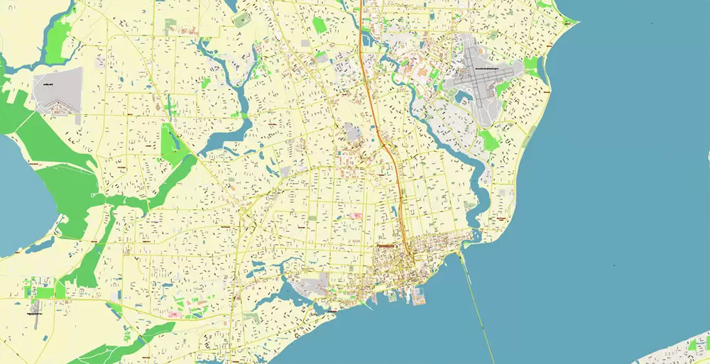 Pensacola Florida US City Vector Map PDF: Exact High Detailed Urban Plan editable Adobe PDF Street Map in layers