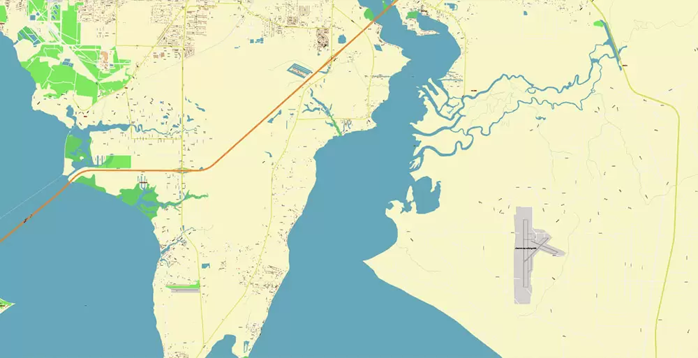 Pensacola Florida US City Vector Map PDF: Exact High Detailed Urban Plan editable Adobe PDF Street Map in layers