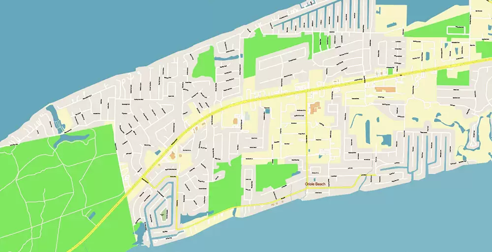 Pensacola Florida US City Vector Map PDF: Exact High Detailed Urban Plan editable Adobe PDF Street Map in layers