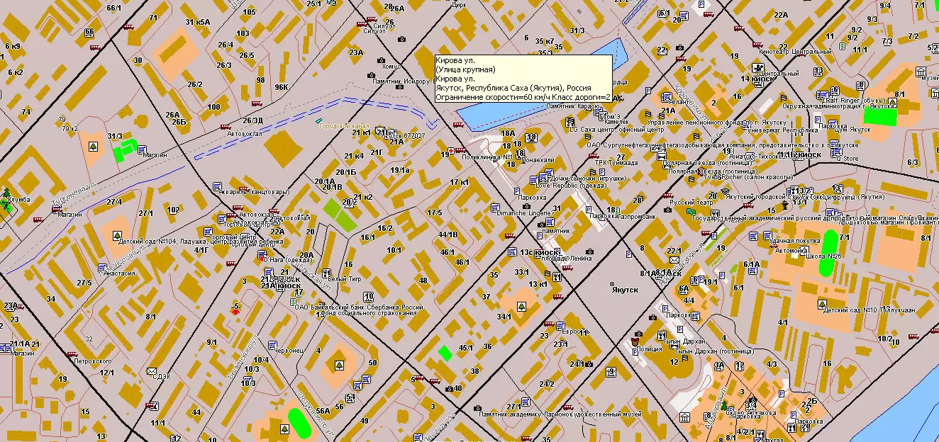 Якутск Россия Векторная Карта в формате MIF (MapInfo Interchange) + Shapefiles + PDF + Illustrator