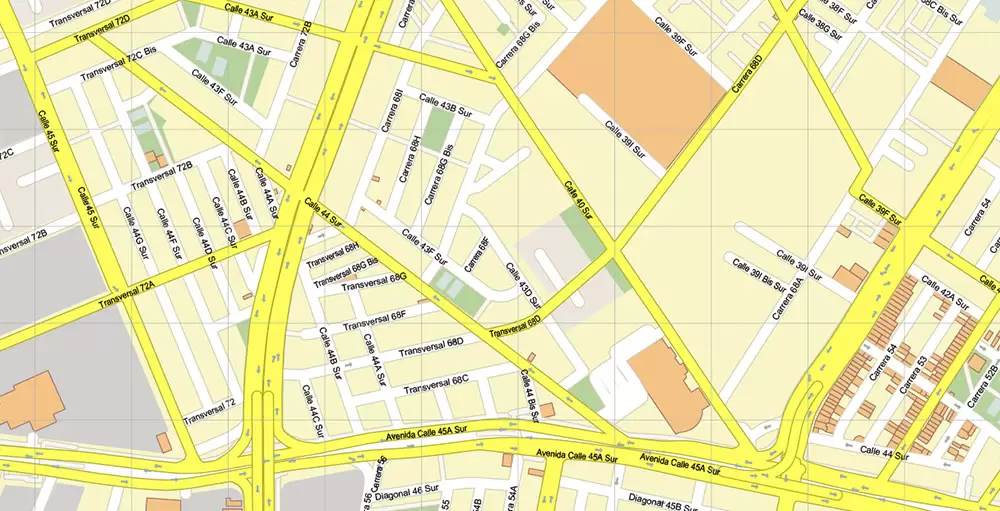 Bogota Colombia PDF City Vector Map Exact High Detailed editable Adobe PDF Street Map in layers