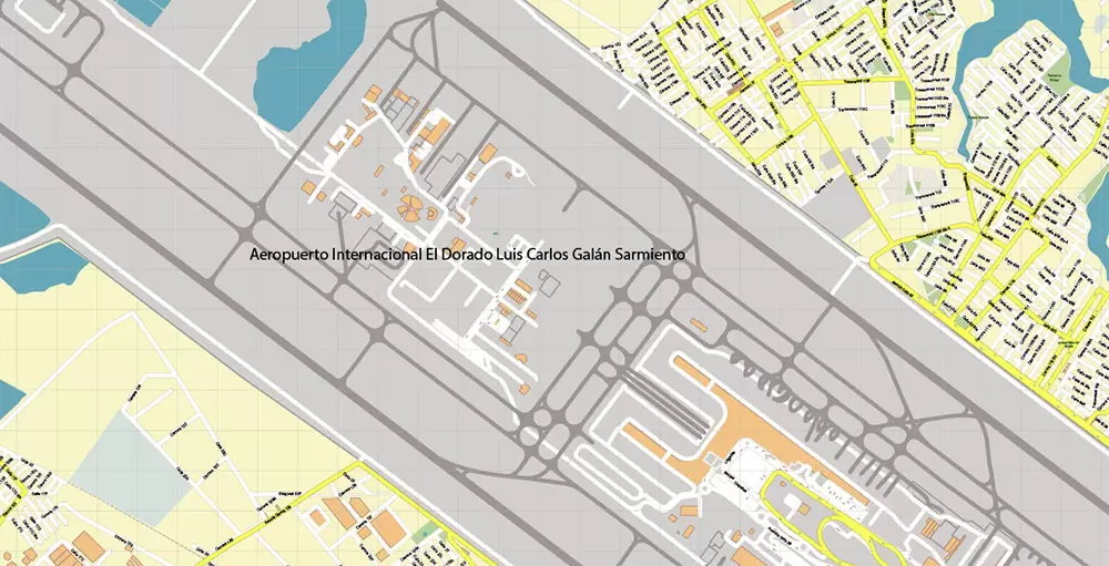 Bogota Colombia PDF City Vector Map Exact High Detailed editable Adobe PDF Street Map in layers