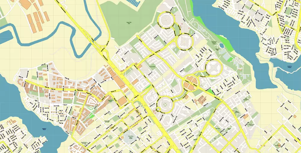 Bogota Colombia PDF City Vector Map Exact High Detailed editable Adobe PDF Street Map in layers