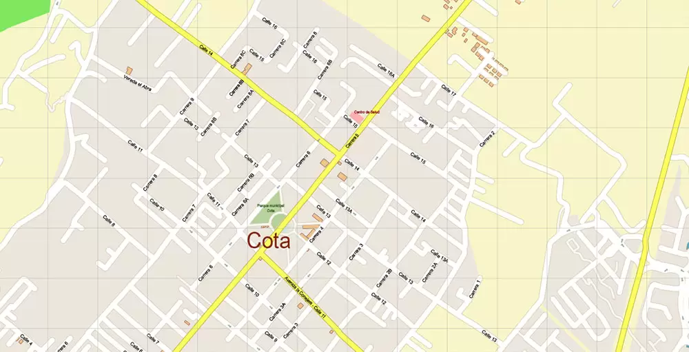 Bogota Colombia PDF City Vector Map Exact High Detailed editable Adobe PDF Street Map in layers