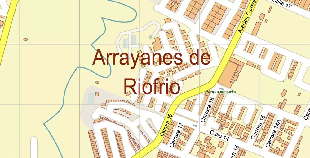 Bogota Colombia PDF City Vector Map Exact High Detailed editable Adobe PDF Street Map in layers