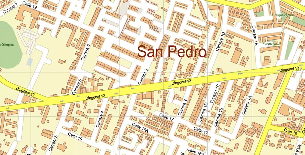 Bogota Colombia PDF City Vector Map Exact High Detailed editable Adobe PDF Street Map in layers