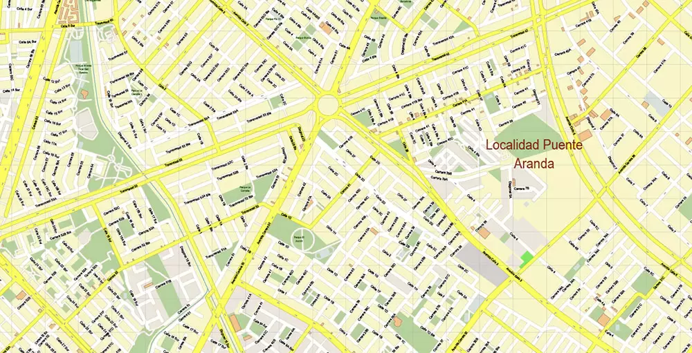 Bogota Colombia PDF City Vector Map Exact High Detailed editable Adobe PDF Street Map in layers