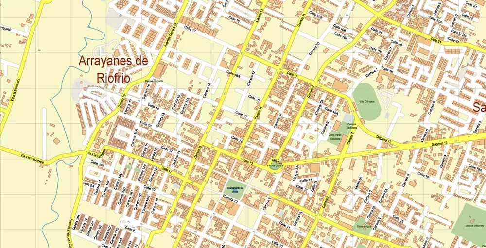 Bogota Colombia PDF City Vector Map Exact High Detailed editable Adobe PDF Street Map in layers
