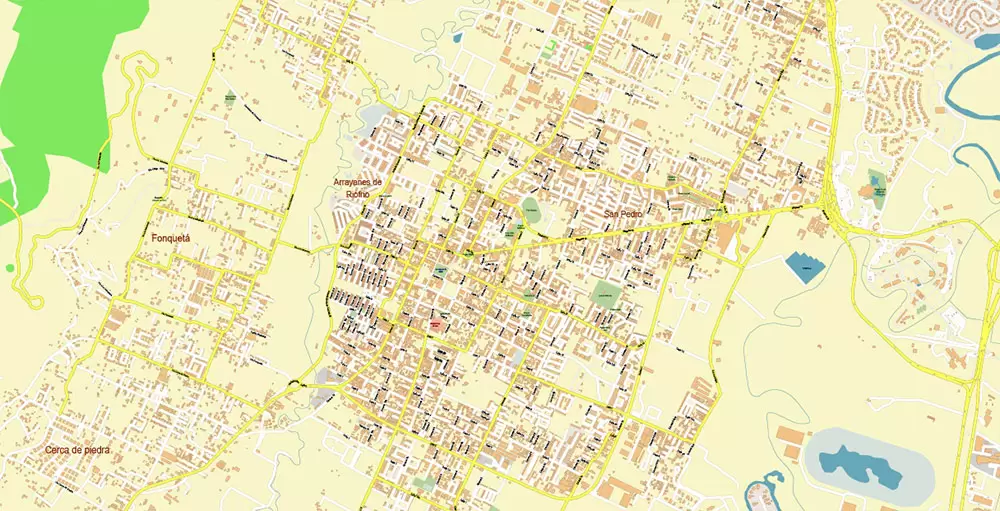 Bogota Colombia PDF City Vector Map Exact High Detailed editable Adobe PDF Street Map in layers
