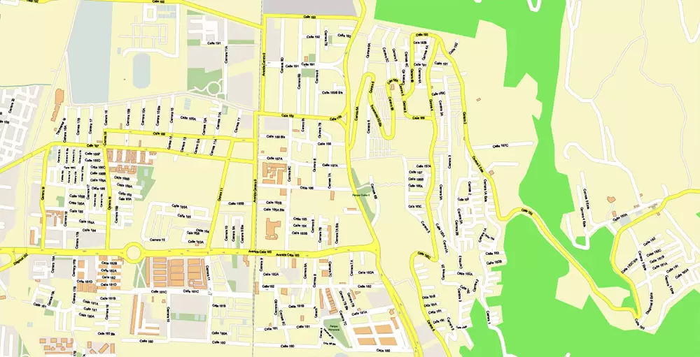 Bogota Colombia PDF City Vector Map Exact High Detailed editable Adobe PDF Street Map in layers