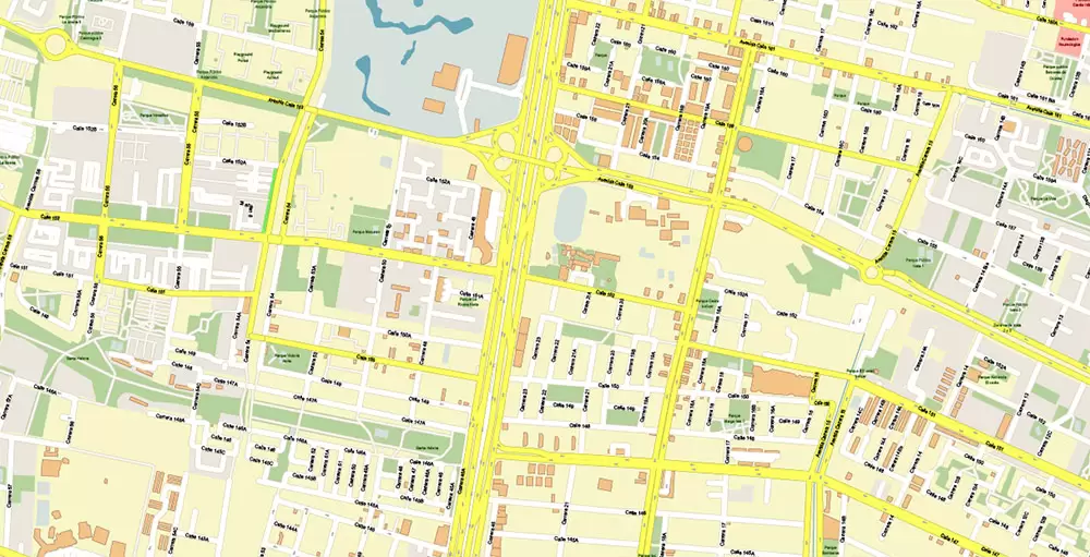 Bogota Colombia PDF City Vector Map Exact High Detailed editable Adobe PDF Street Map in layers