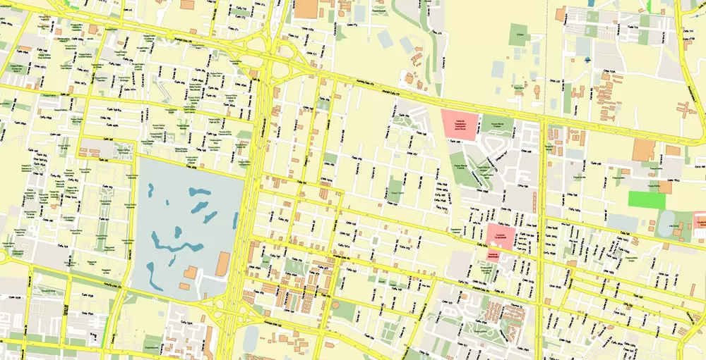 Bogota Colombia PDF City Vector Map Exact High Detailed editable Adobe PDF Street Map in layers