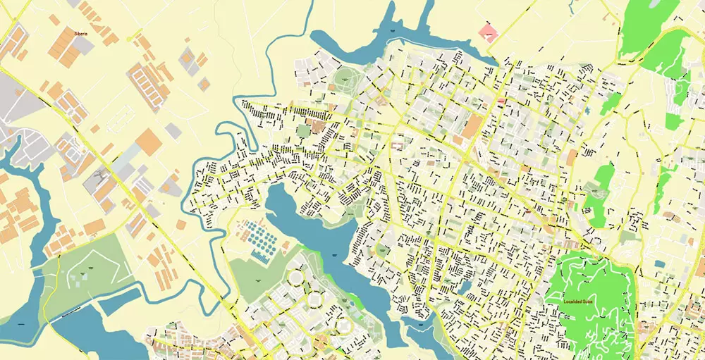 Bogota Colombia PDF City Vector Map Exact High Detailed editable Adobe PDF Street Map in layers