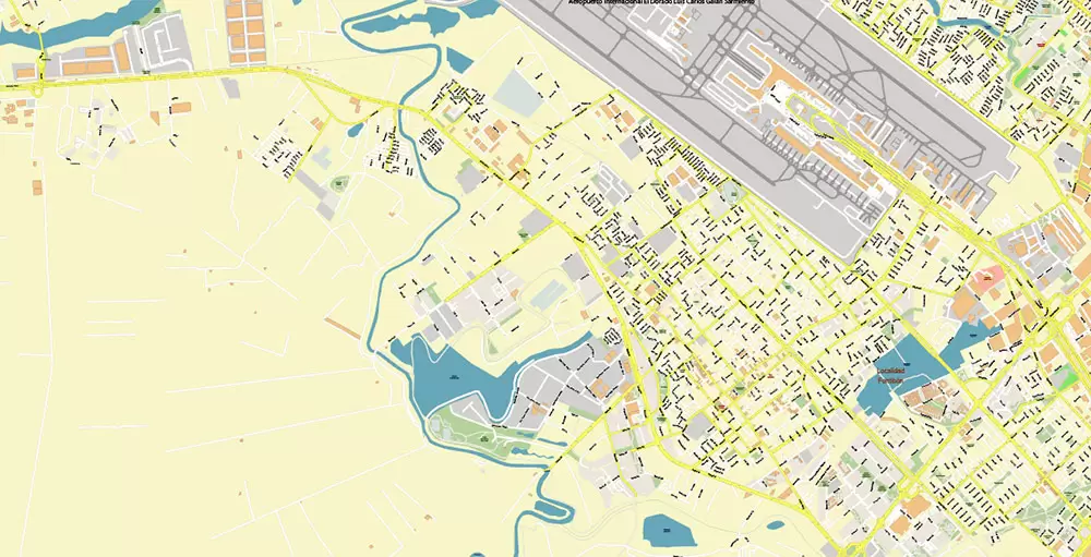 Bogota Colombia PDF City Vector Map Exact High Detailed editable Adobe PDF Street Map in layers