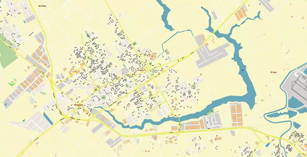 Bogota Colombia PDF City Vector Map Exact High Detailed editable Adobe PDF Street Map in layers