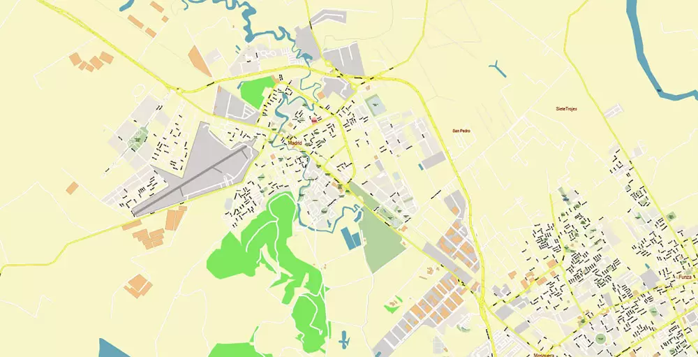 Bogota Colombia PDF City Vector Map Exact High Detailed editable Adobe PDF Street Map in layers