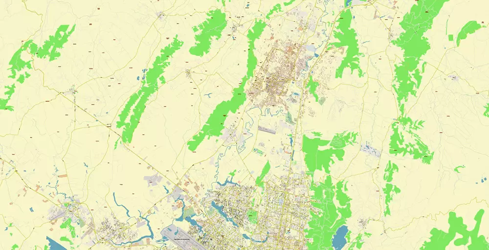 Bogota Colombia PDF City Vector Map Exact High Detailed editable Adobe PDF Street Map in layers