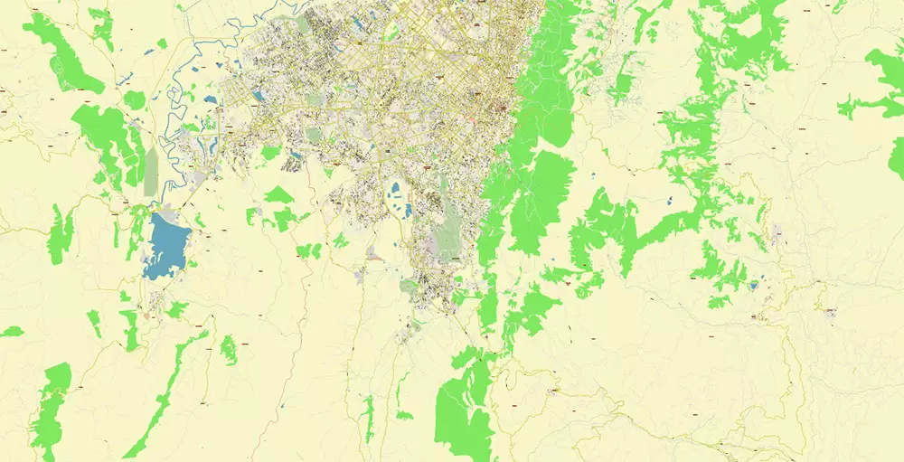 Bogota Colombia PDF City Vector Map Exact High Detailed editable Adobe PDF Street Map in layers