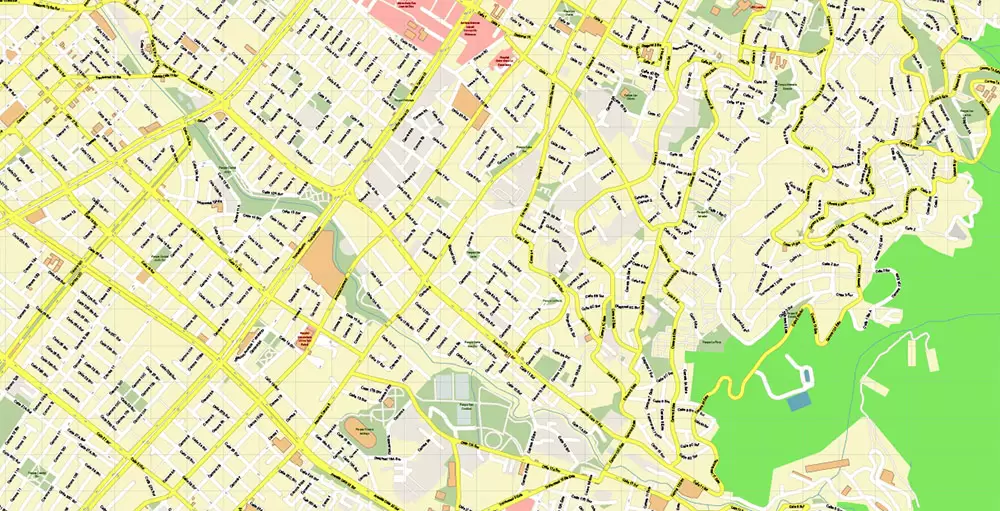 Bogota Colombia PDF City Vector Map Exact High Detailed editable Adobe PDF Street Map in layers
