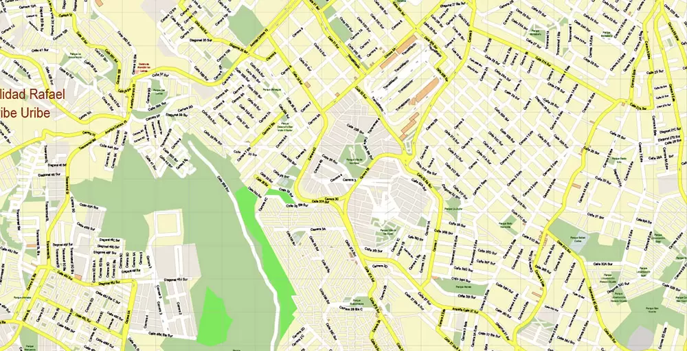 Bogota Colombia PDF City Vector Map Exact High Detailed editable Adobe PDF Street Map in layers