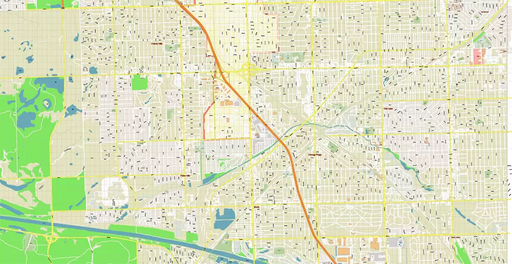 Bridgeview Illinois Chicago US City Vector Map Exact High Detailed editable Adobe Illustrator Street Map in layers