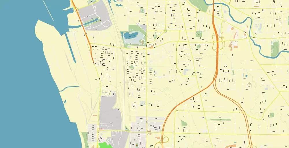 Buffalo New York US City Vector PDF Map Exact High Detailed editable Adobe PDF Street Map in layers